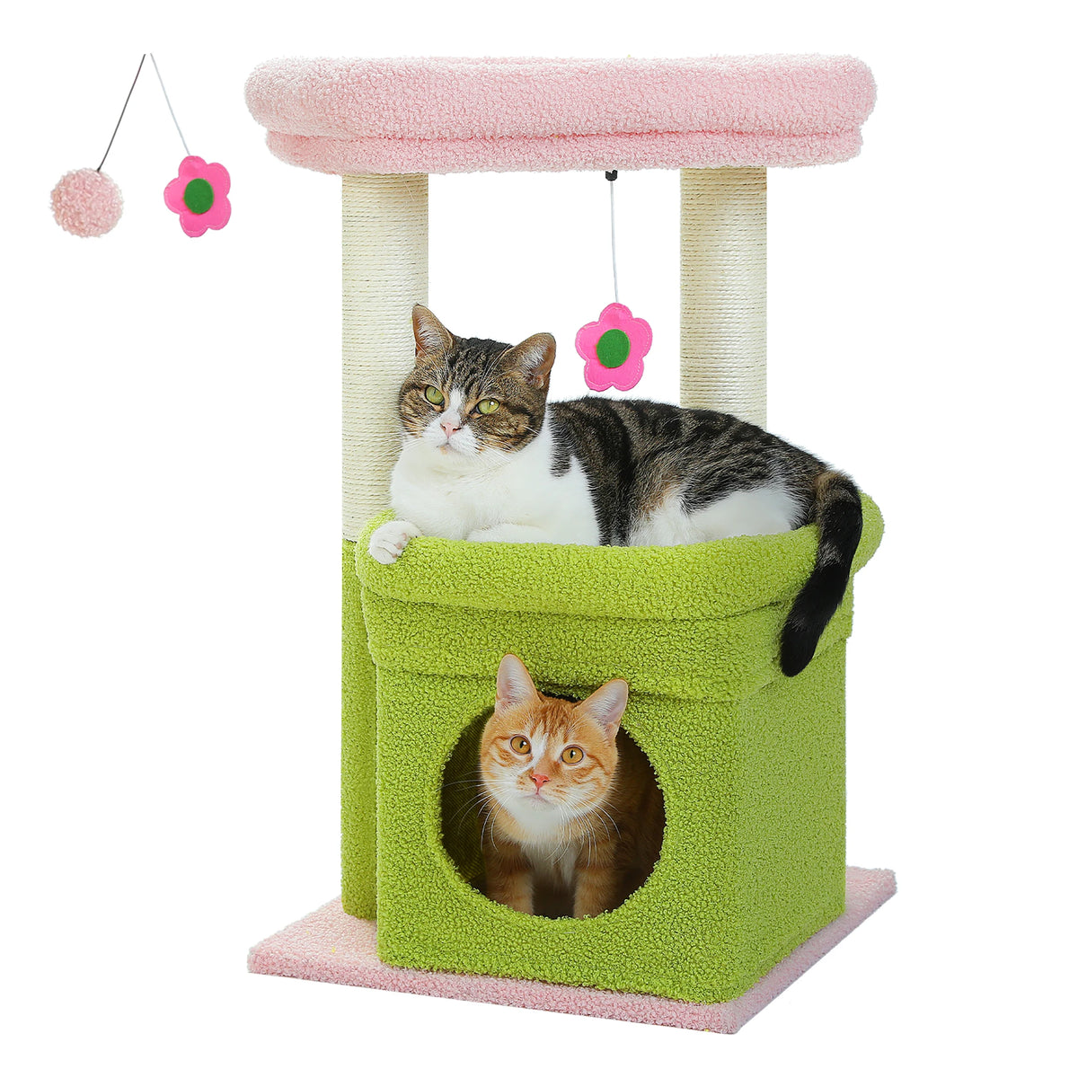 Compact Plush Cat Tower with Condo & Top Perch