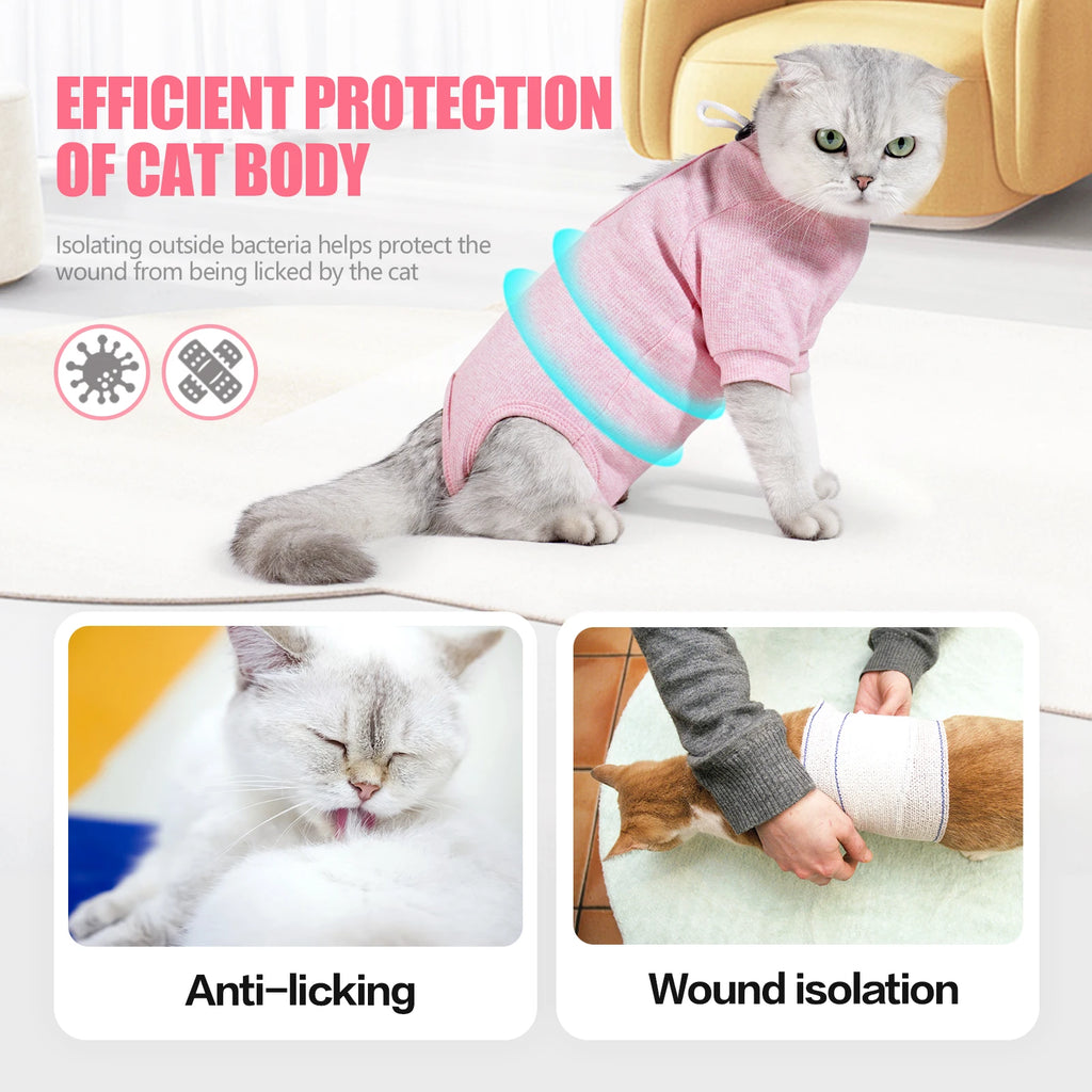 Solid-Color Cat Recovery Suit
