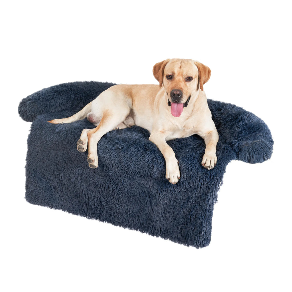 Shaggy Plush Pet Sofa Mat with Bolster Border