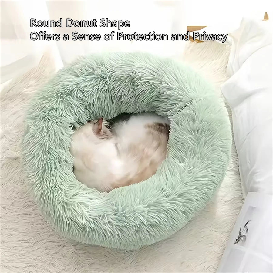 Plush Donut Bed for Cats & Small Dogs