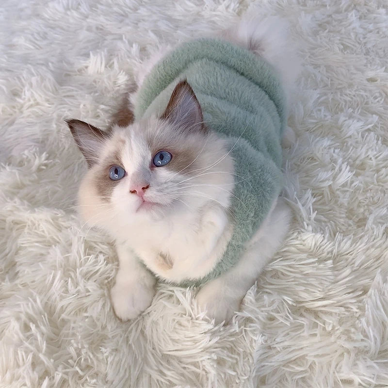 Fluffy Sheep-Patch Cat Vest