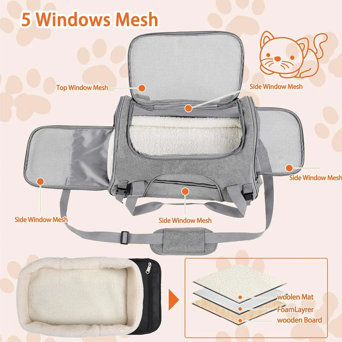 Soft-Sided Pet Carrier with Top Access & Shoulder Strap