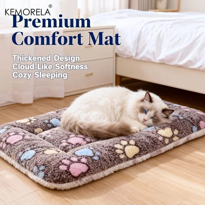 Paw-Print Plush Sleeping Mat for Dogs & Cats