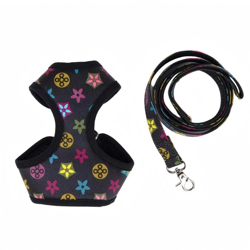 Classic-Pattern Mesh Pet Harness & Leash Set