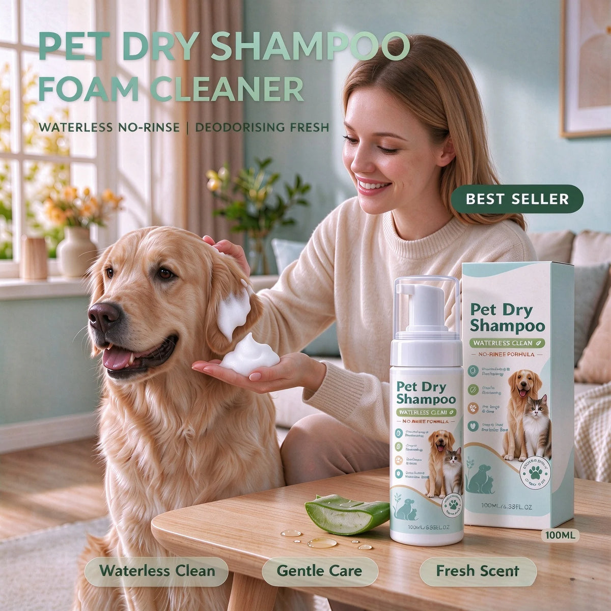 Pet Dry Shampoo Foam, 100 ml, Boxed