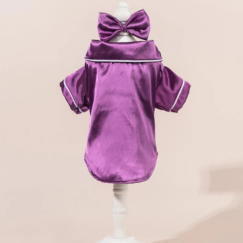 Satin-Look Pet Pajama Shirt with Contrast Piping
