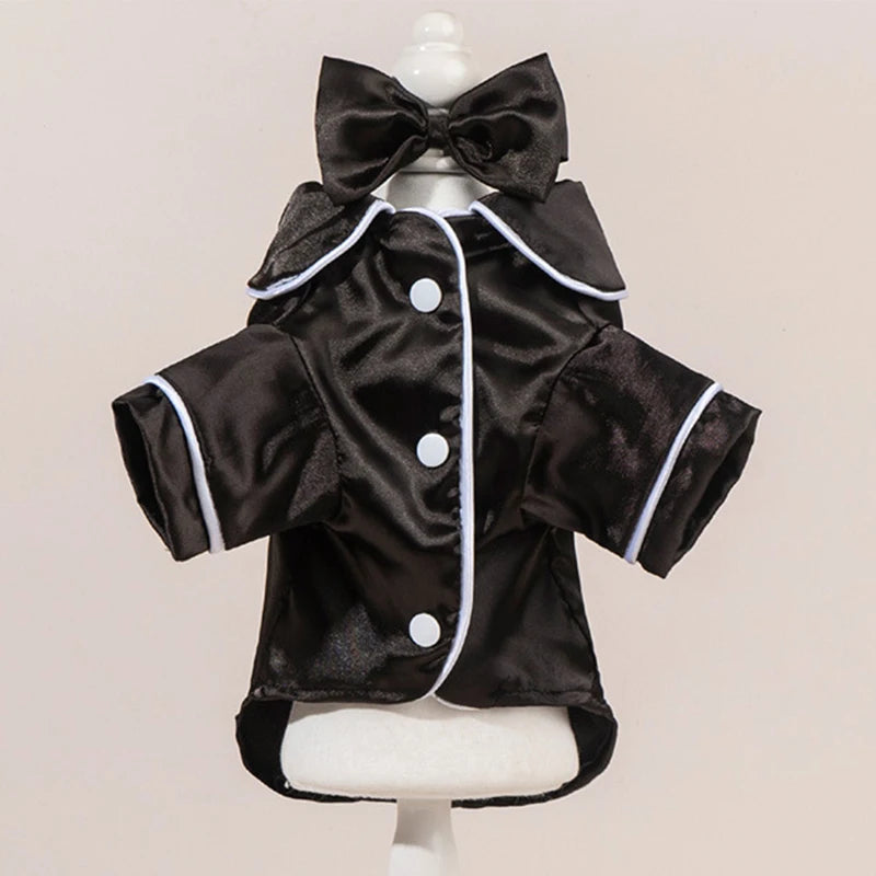 Satin-Look Pet Pajama Shirt with Contrast Piping