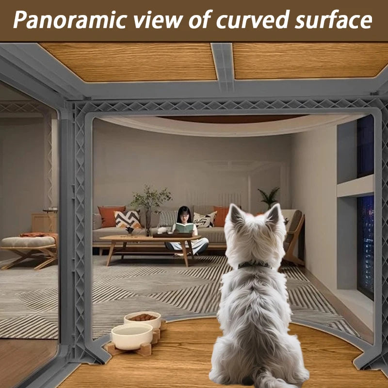 Curved-Panel Indoor Dog Kennel with Wheels, Cage Only