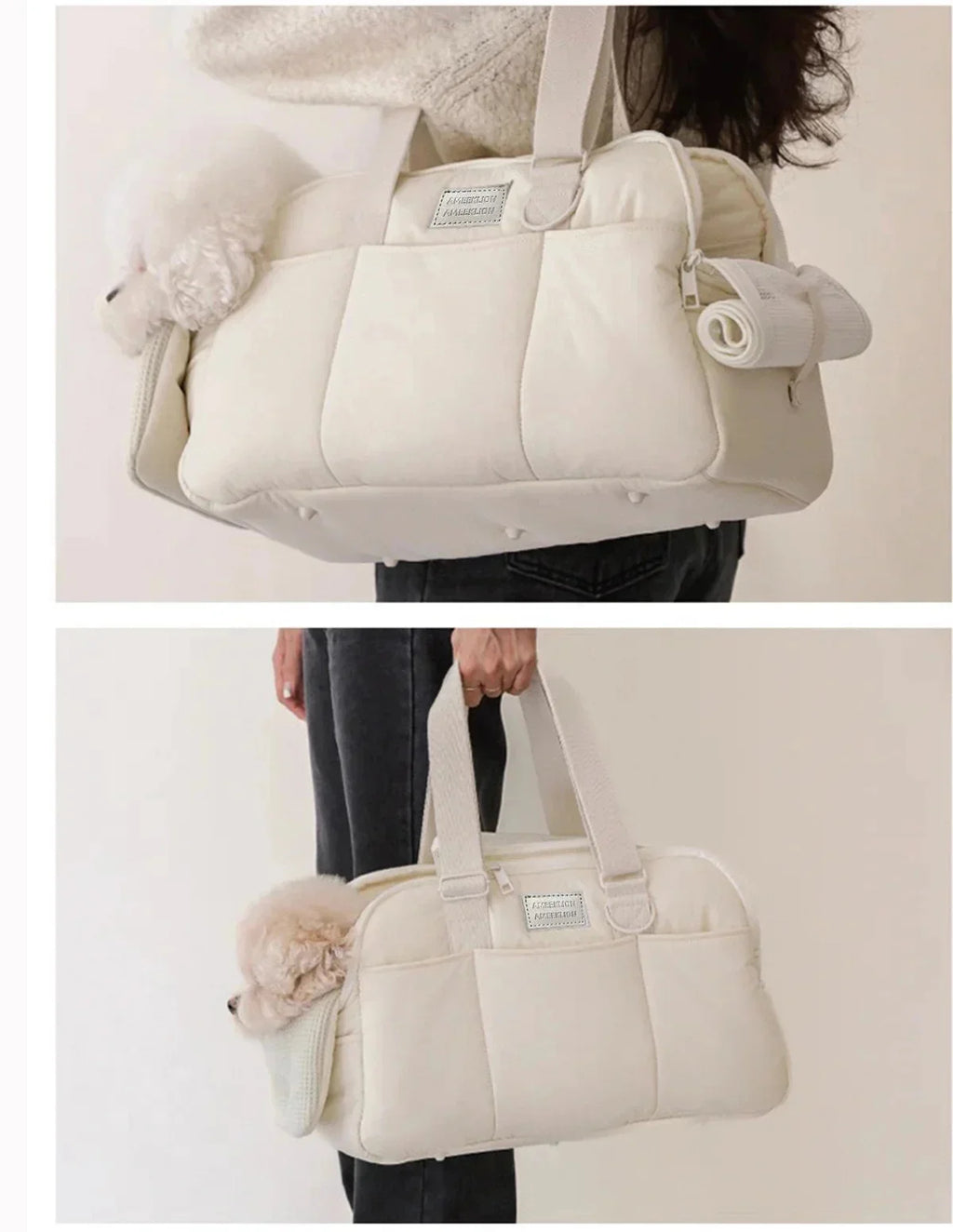 Cotton Pet Carrier Shoulder Bag for Cats & Small Dogs