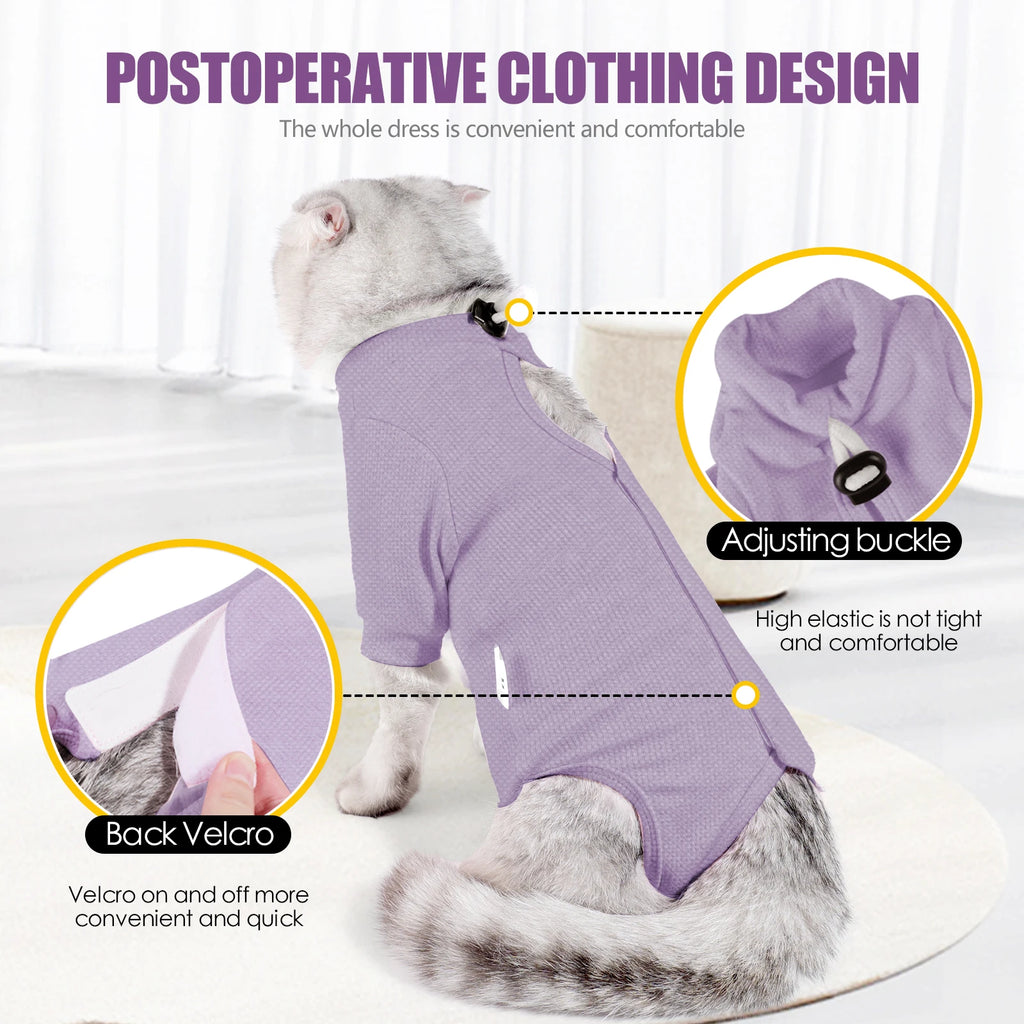 Solid-Color Cat Recovery Suit