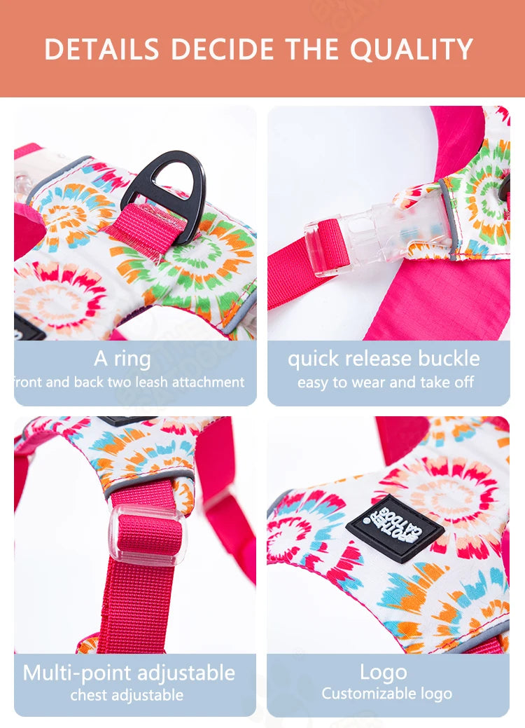 Adjustable Padded Nylon Dog Harness with Reflective Details