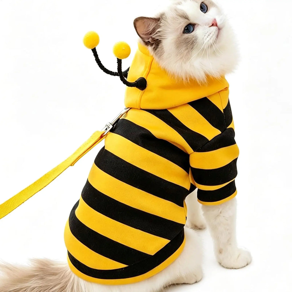 Striped Bee Costume Hoodie for Cats & Small Dogs