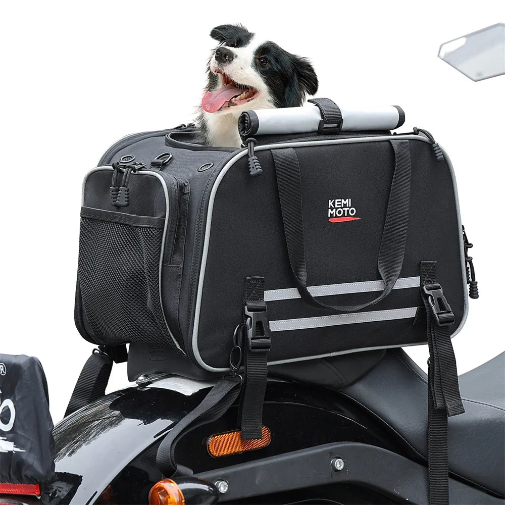Black Pet Travel Carrier with Mesh Panels & Storage Pockets