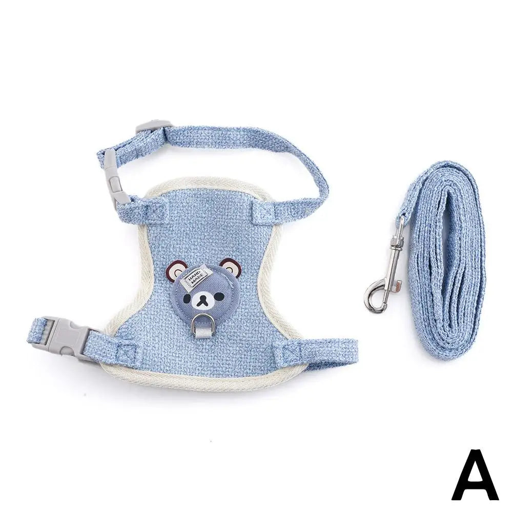 Bear-Detail Pet Vest Harness & 120 cm Leash Set