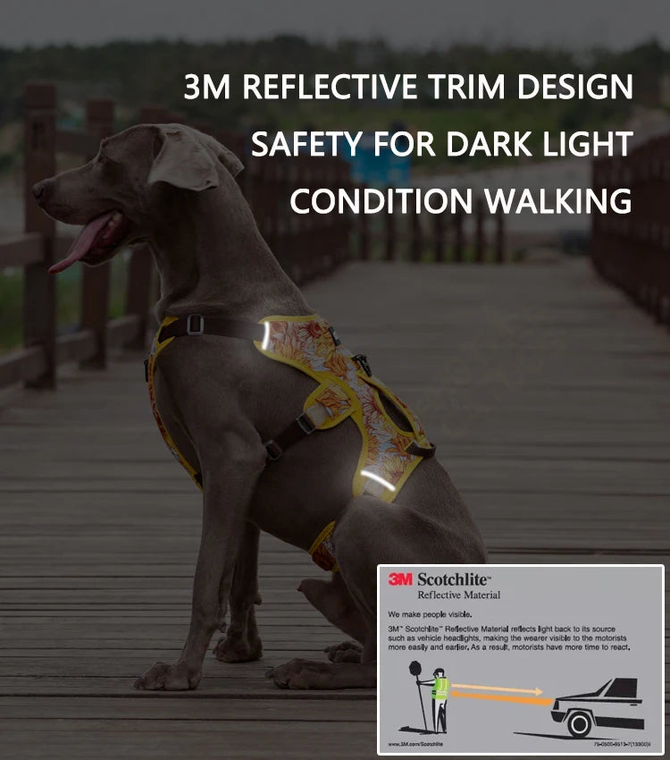 Adjustable Padded Nylon Dog Harness with Reflective Details