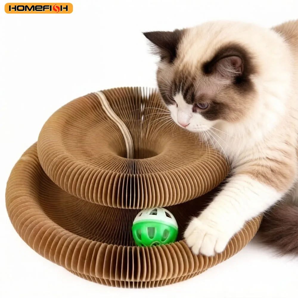 Round Corrugated Cat Scratcher with Ball Track