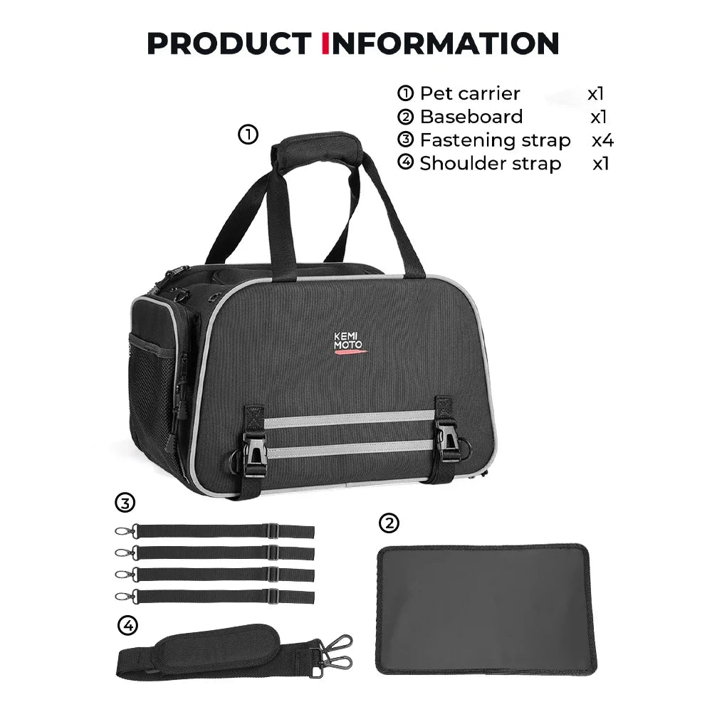 Black Pet Travel Carrier with Mesh Panels & Storage Pockets