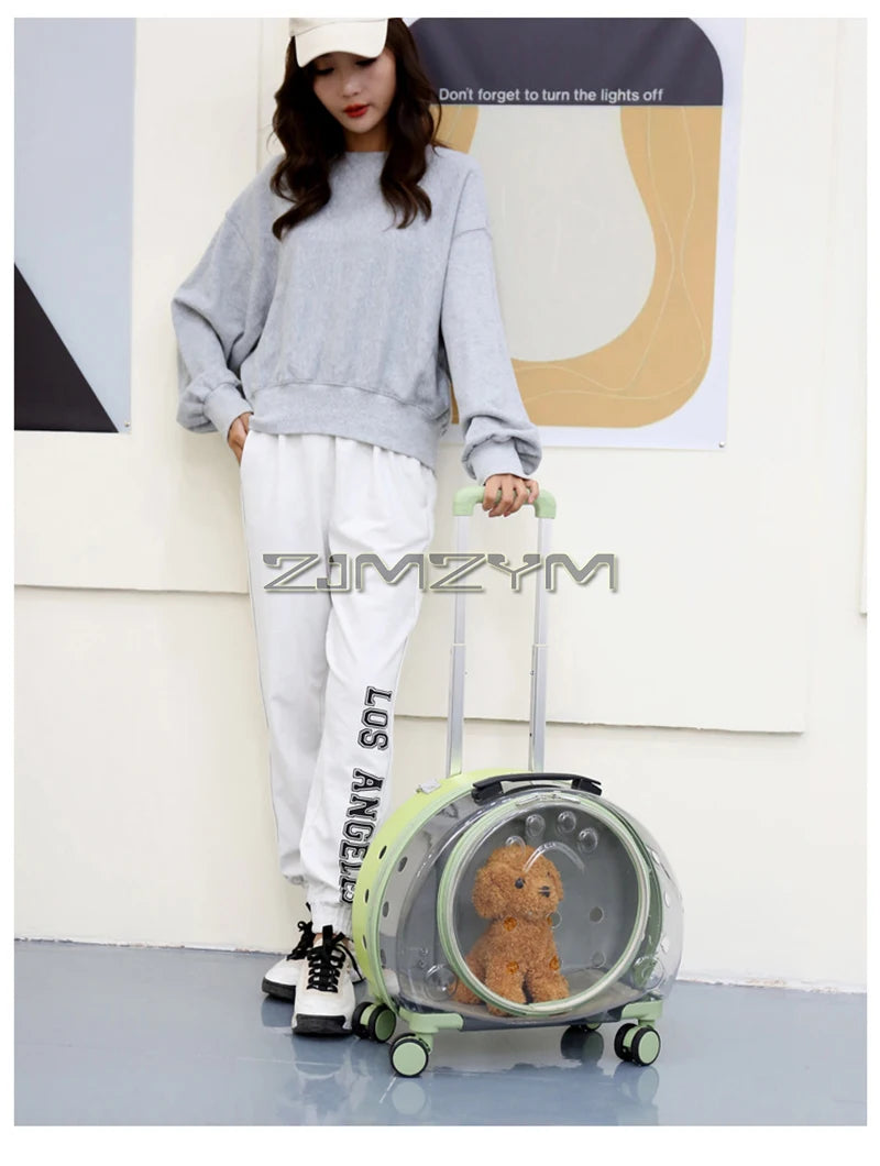 Bubble Pet Carrier Backpack with Wheels & Round Front Opening