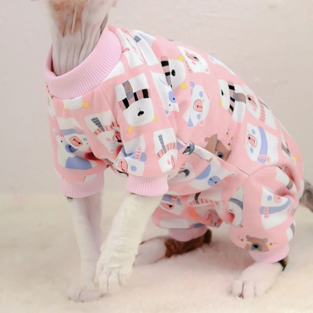 Cartoon-Print Cotton Cat Jumpsuit