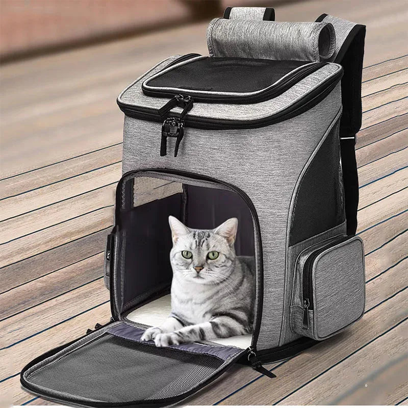 Expandable Foldable Pet Carrier Backpack in Grey