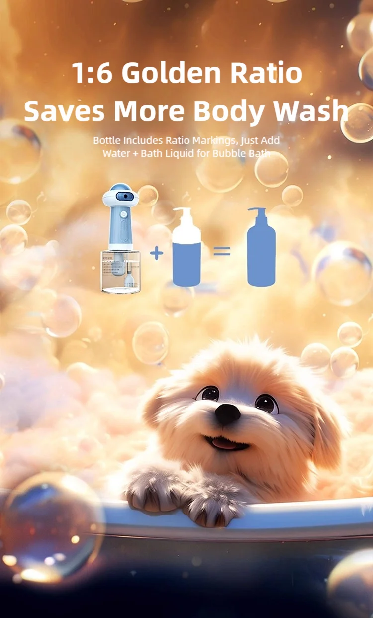 Rechargeable Pet Shampoo Foam Dispenser, Blue