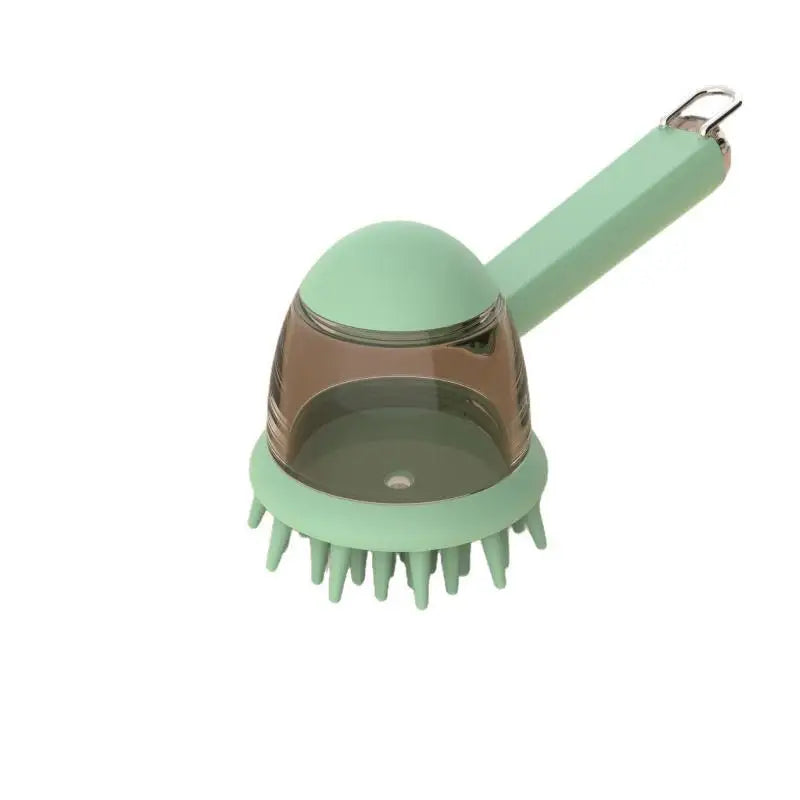 Pet Bath Brush with Refillable Shampoo Dispenser & Long Handle