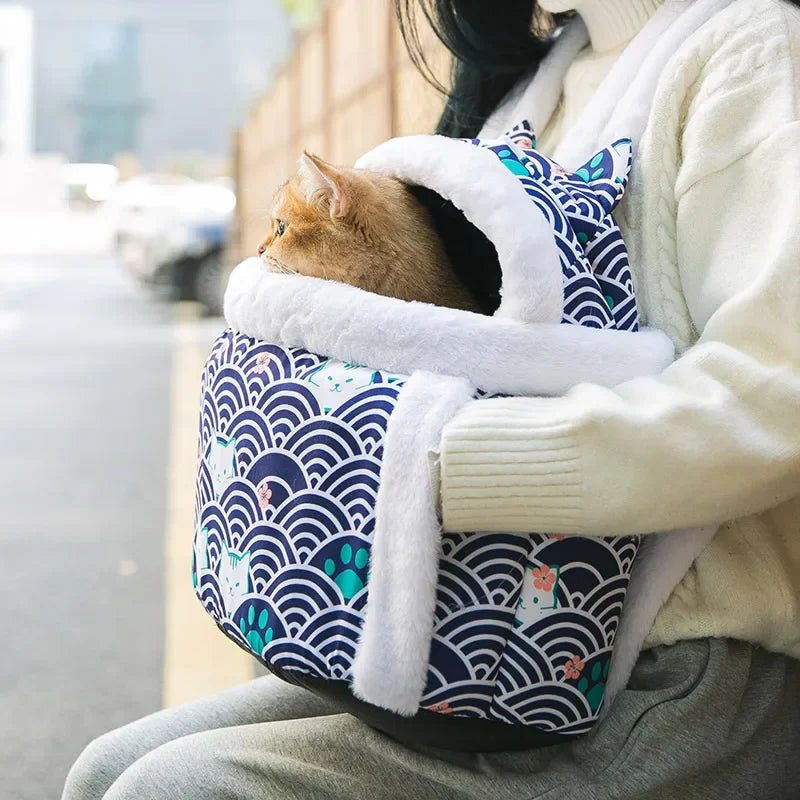 Plush Front Pet Carrier for Cats & Small Dogs