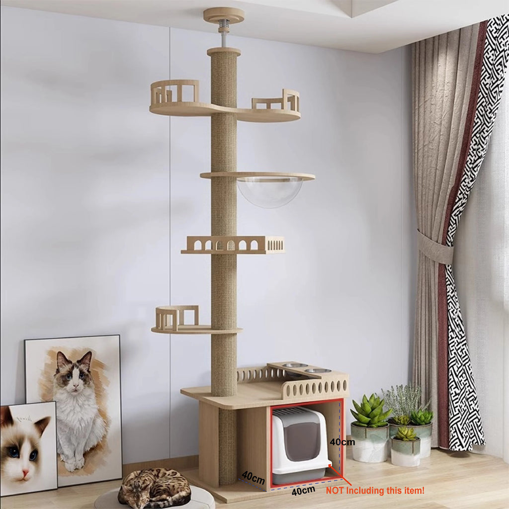 Adjustable Floor-to-Ceiling Cat Tower, 250–270 cm