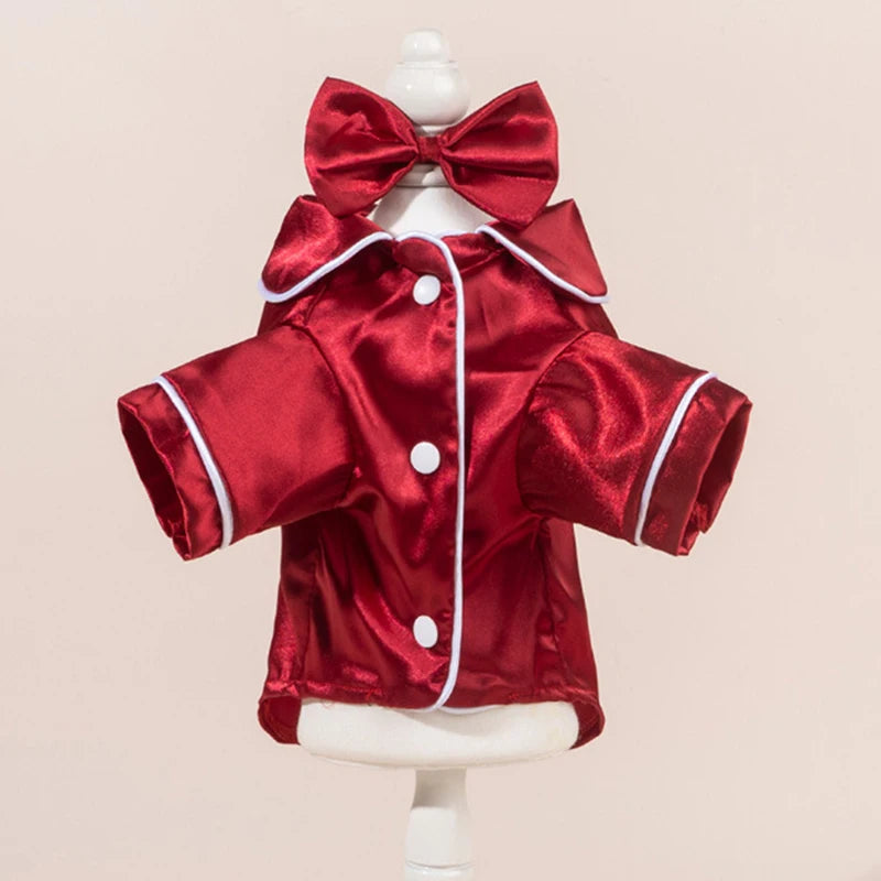 Satin-Look Pet Pajama Shirt with Contrast Piping