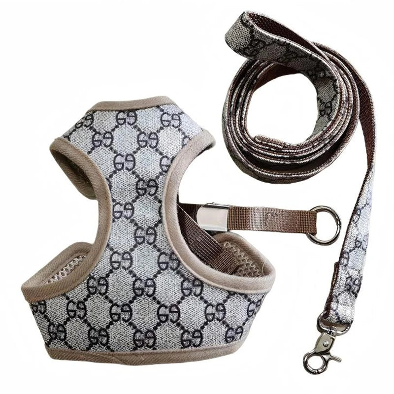 Classic-Pattern Mesh Pet Harness & Leash Set