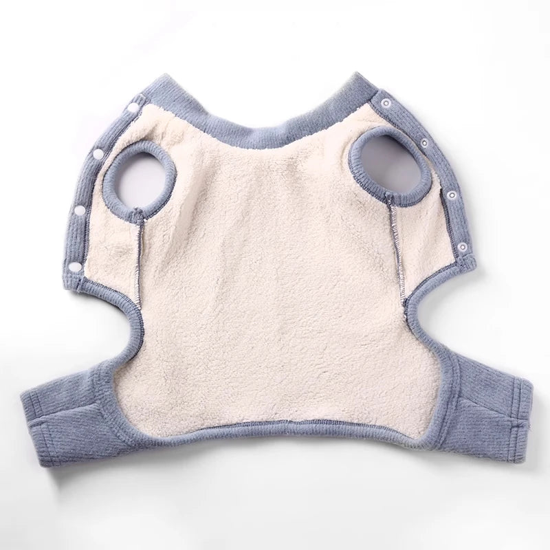 Plush-Lined Pet Jumpsuit with Snap Fastenings