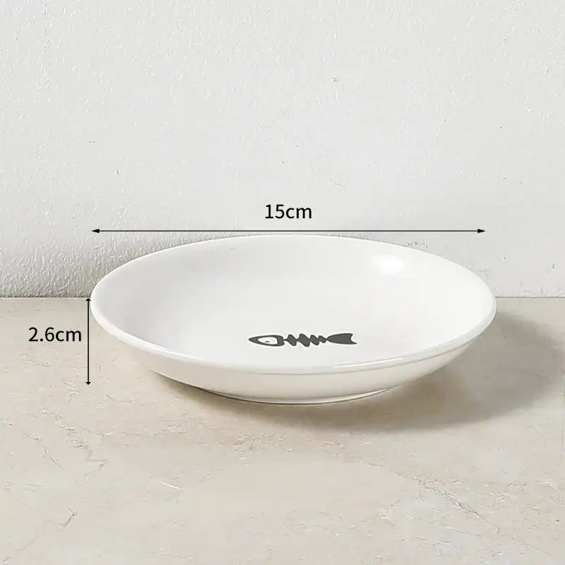 Cat-Face Ceramic Dish & Bow-Detail Stand Options