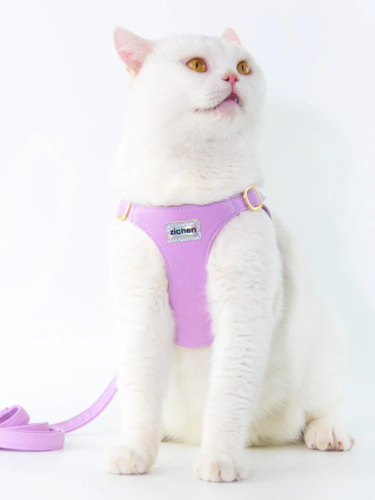 Suede-Look Pet Harness & Coordinating Leash Set