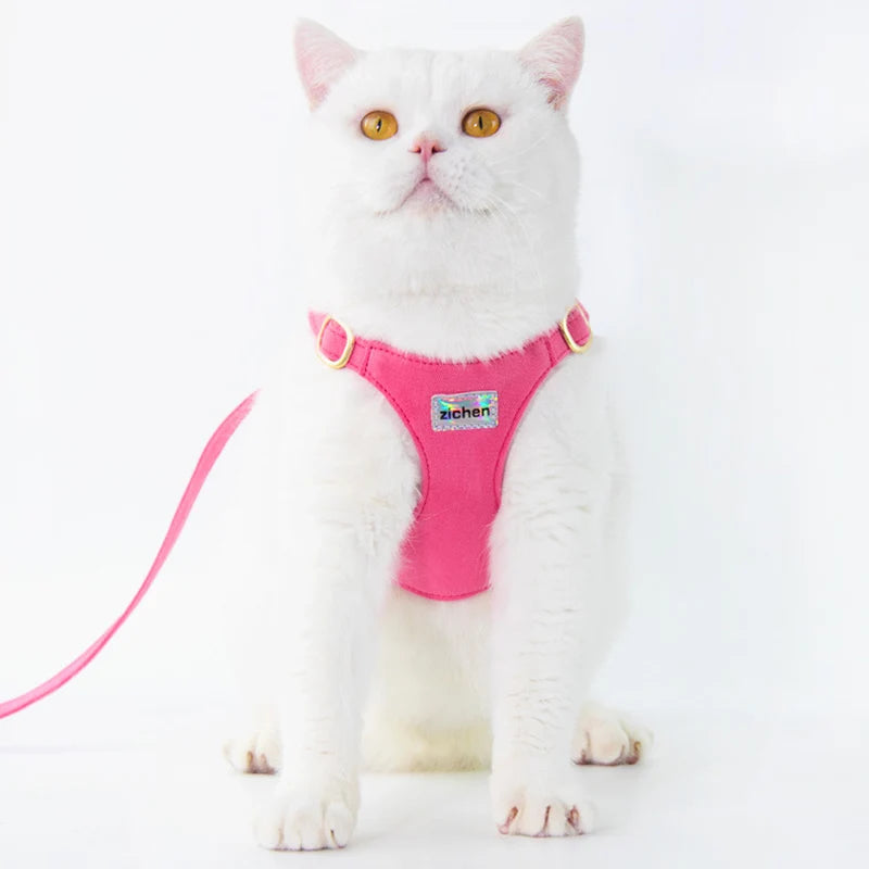 Suede-Look Pet Harness & Coordinating Leash Set