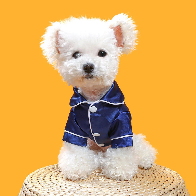 Satin-Look Pet Pajama Shirt with Contrast Piping