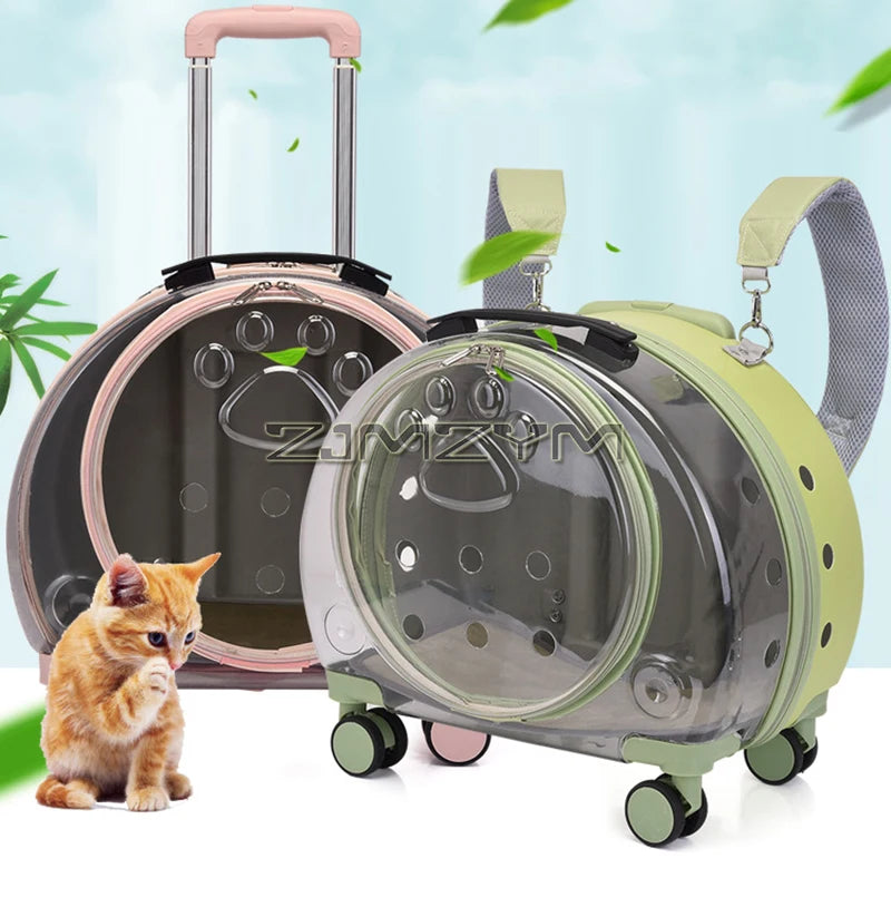 Bubble Pet Carrier Backpack with Wheels & Round Front Opening