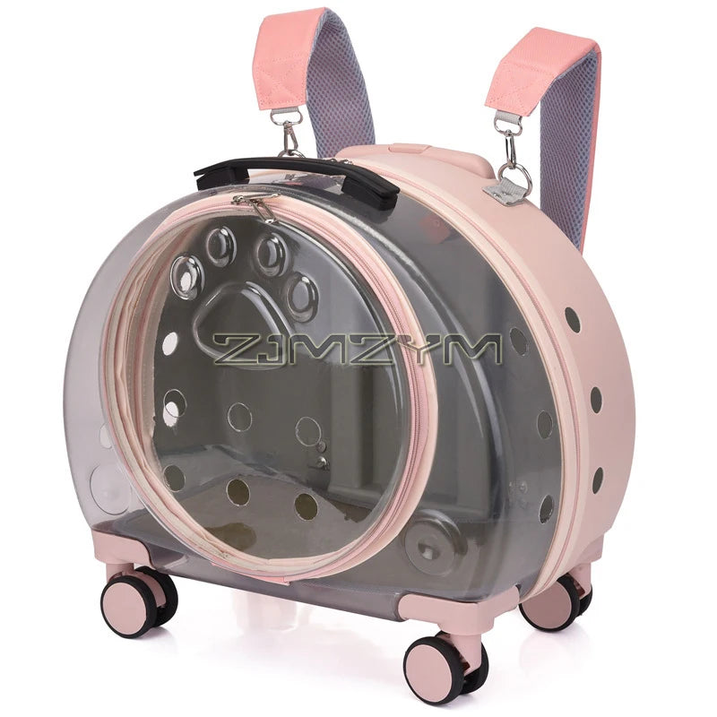 Bubble Pet Carrier Backpack with Wheels & Round Front Opening