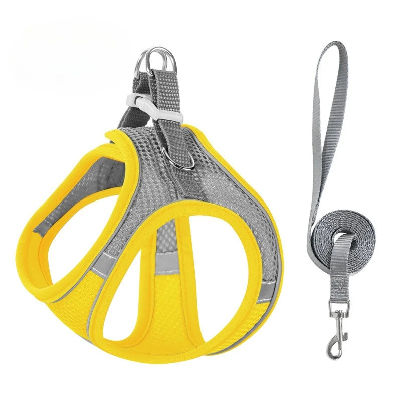 Reflective-Trim Pet Vest Harness & 1.5 m Leash Set
