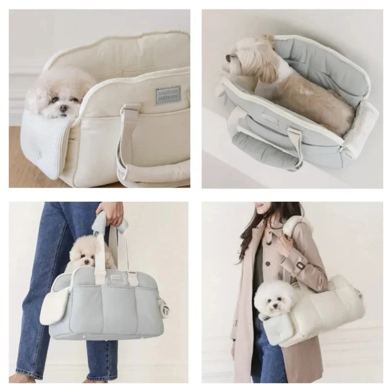 Cotton Pet Carrier Shoulder Bag for Cats & Small Dogs