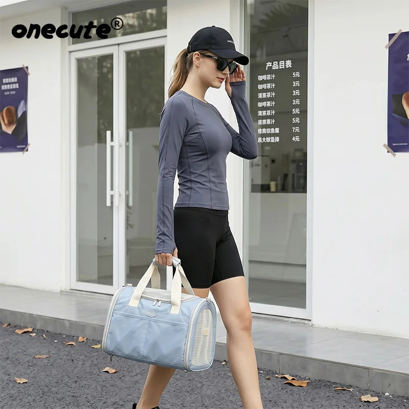 Blue Mesh Travel Carrier for Cats & Small Dogs