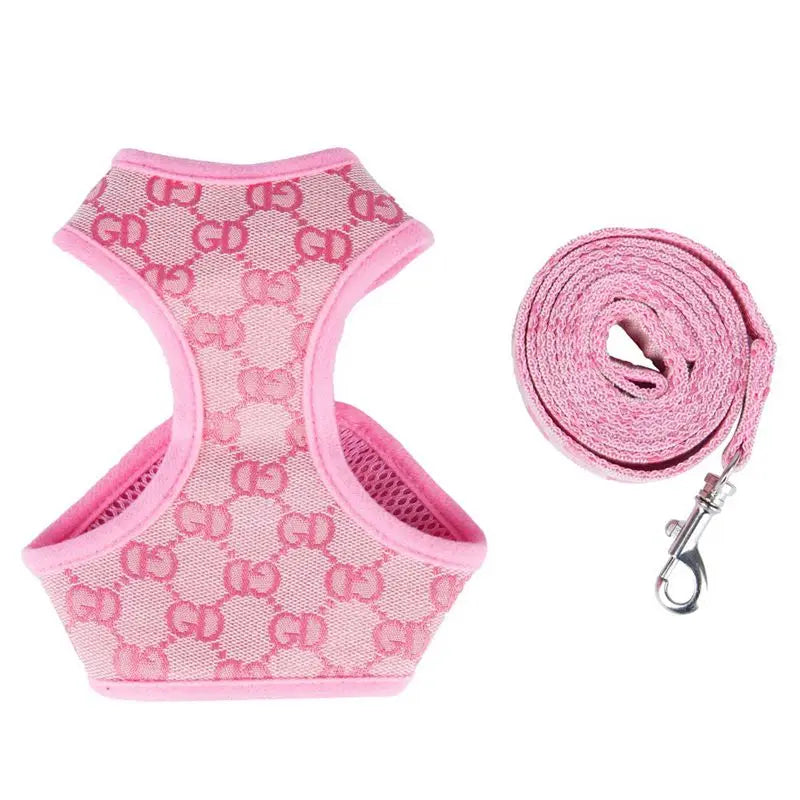 Classic-Pattern Mesh Pet Harness & Leash Set