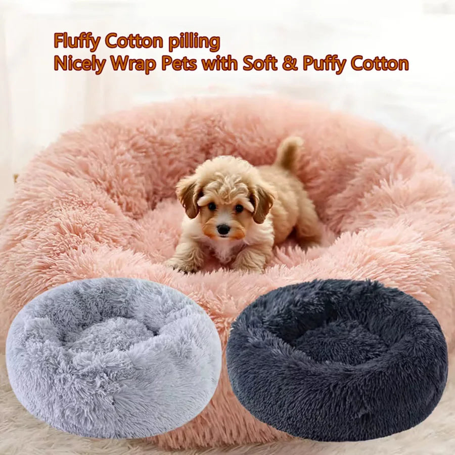 Plush Donut Bed for Cats & Small Dogs