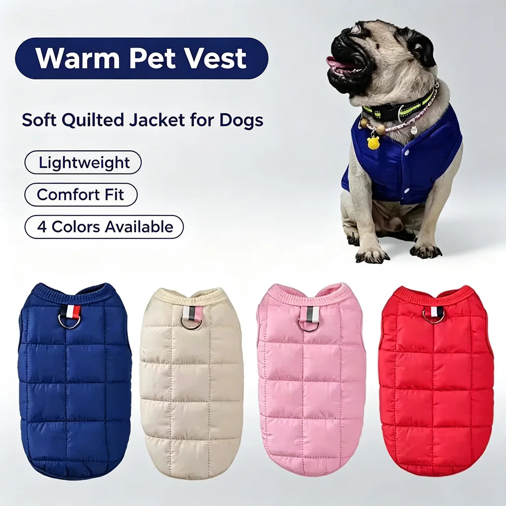 Square-Quilted Pet Vest with Front Snaps