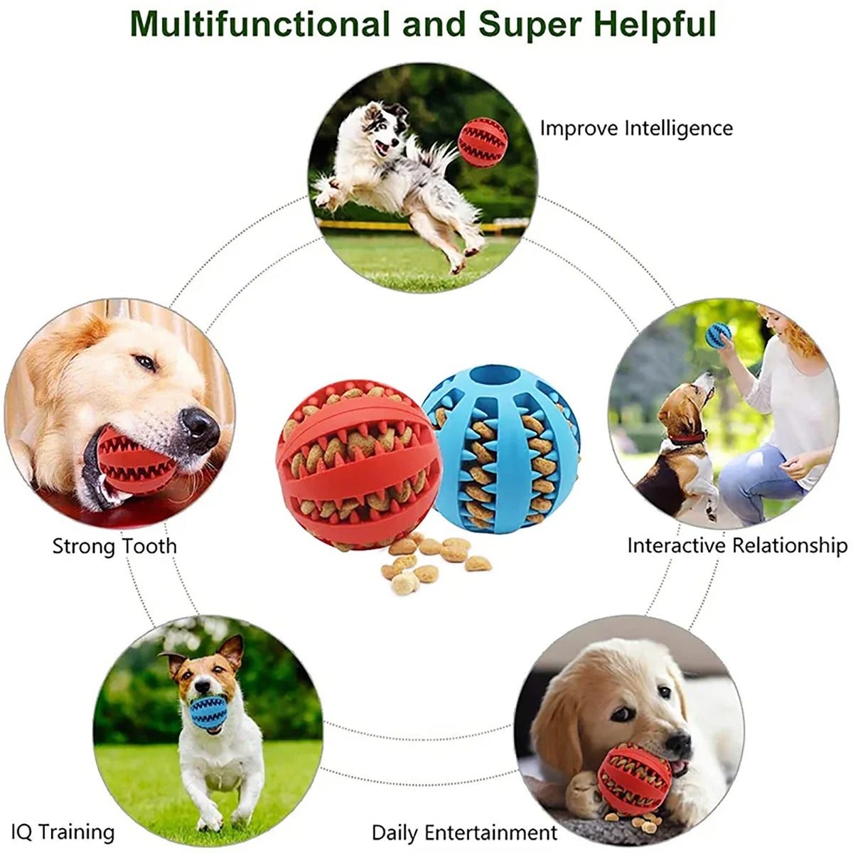 Rubber Treat Ball for Dogs in Three Sizes