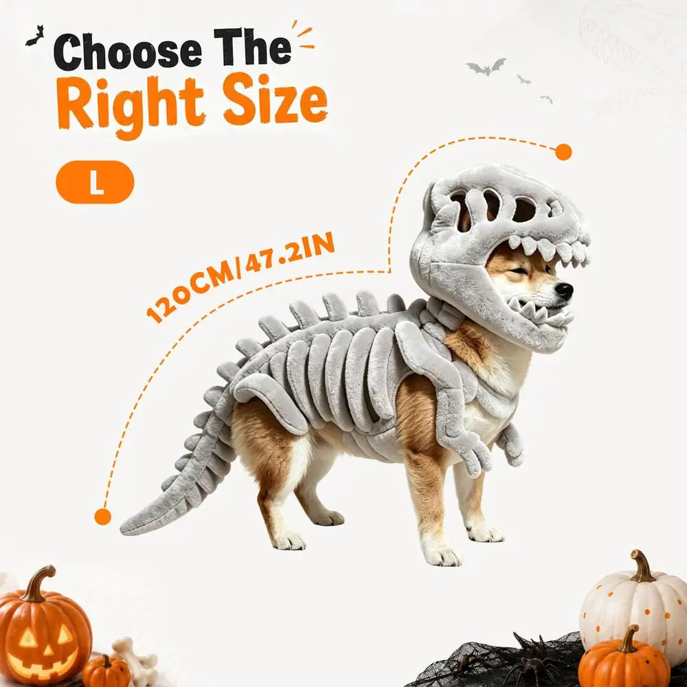 Plush Dinosaur Skeleton Pet Costume