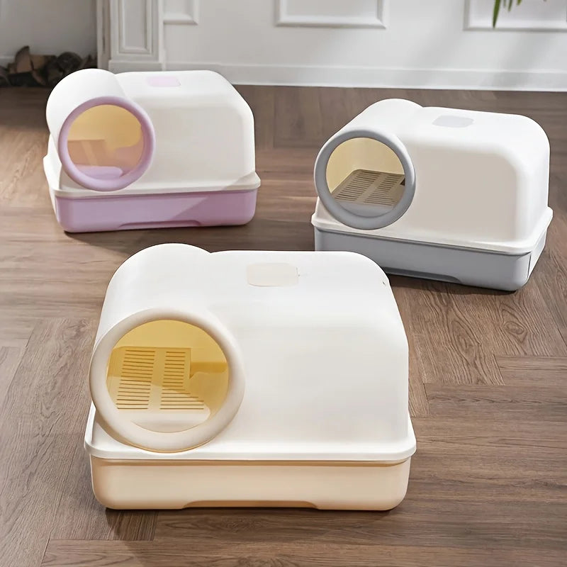 Enclosed Cat Litter Box with Entry Corridor & Drawer