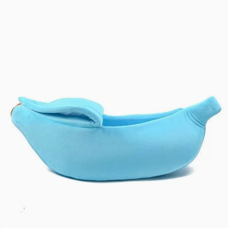 Banana-Shaped Cat Bed with Peel-Back Cover