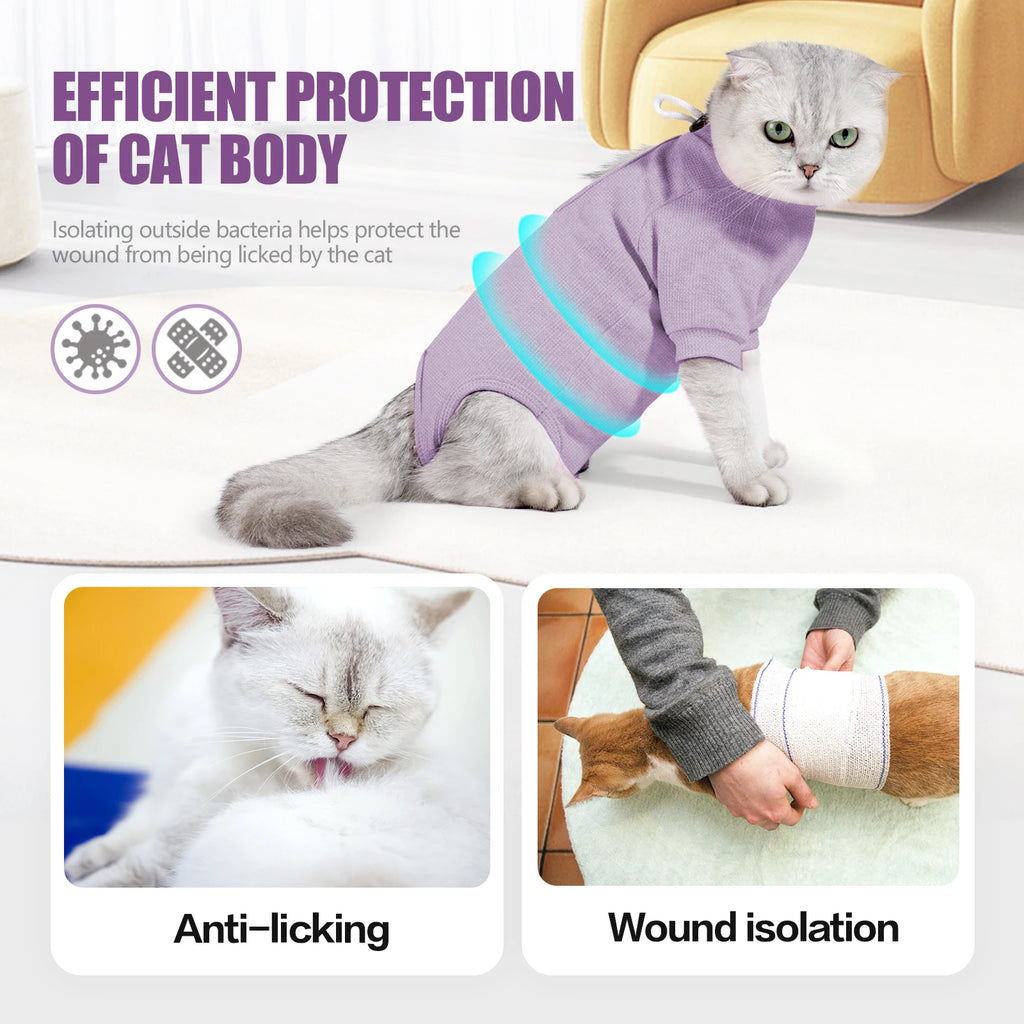 Solid-Color Cat Recovery Suit