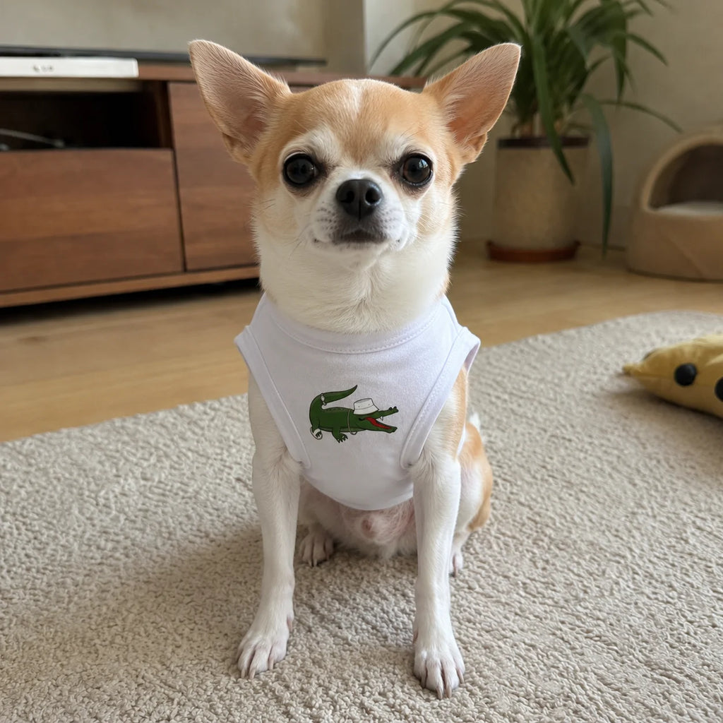 White Crocodile-Graphic Dog Tank Top