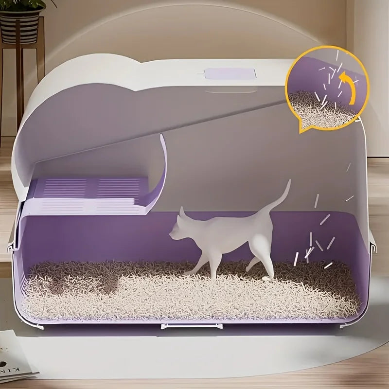 Enclosed Cat Litter Box with Entry Corridor & Drawer